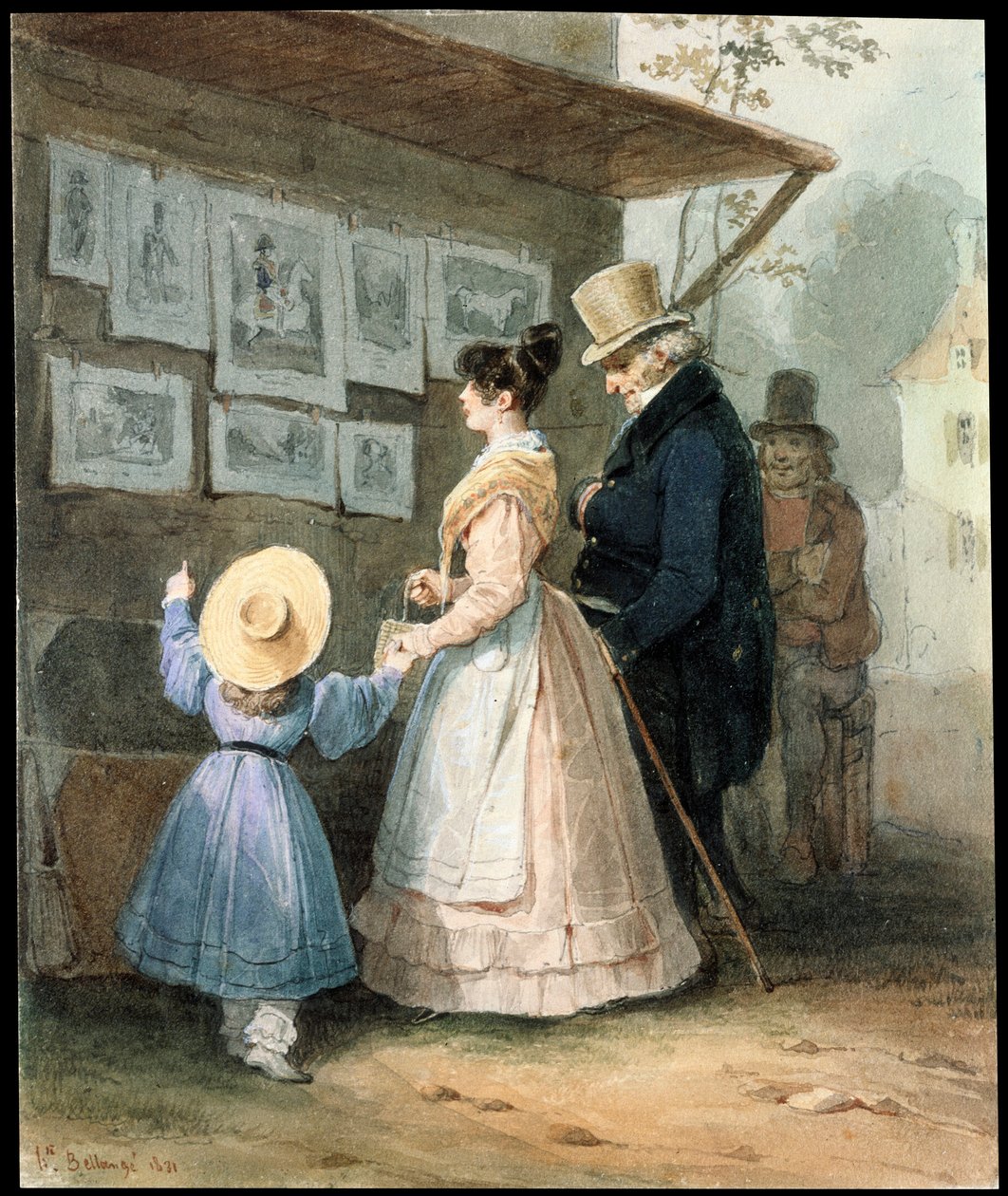 Bij de verkoper van gravures, 1831 door Hippolyte Bellange