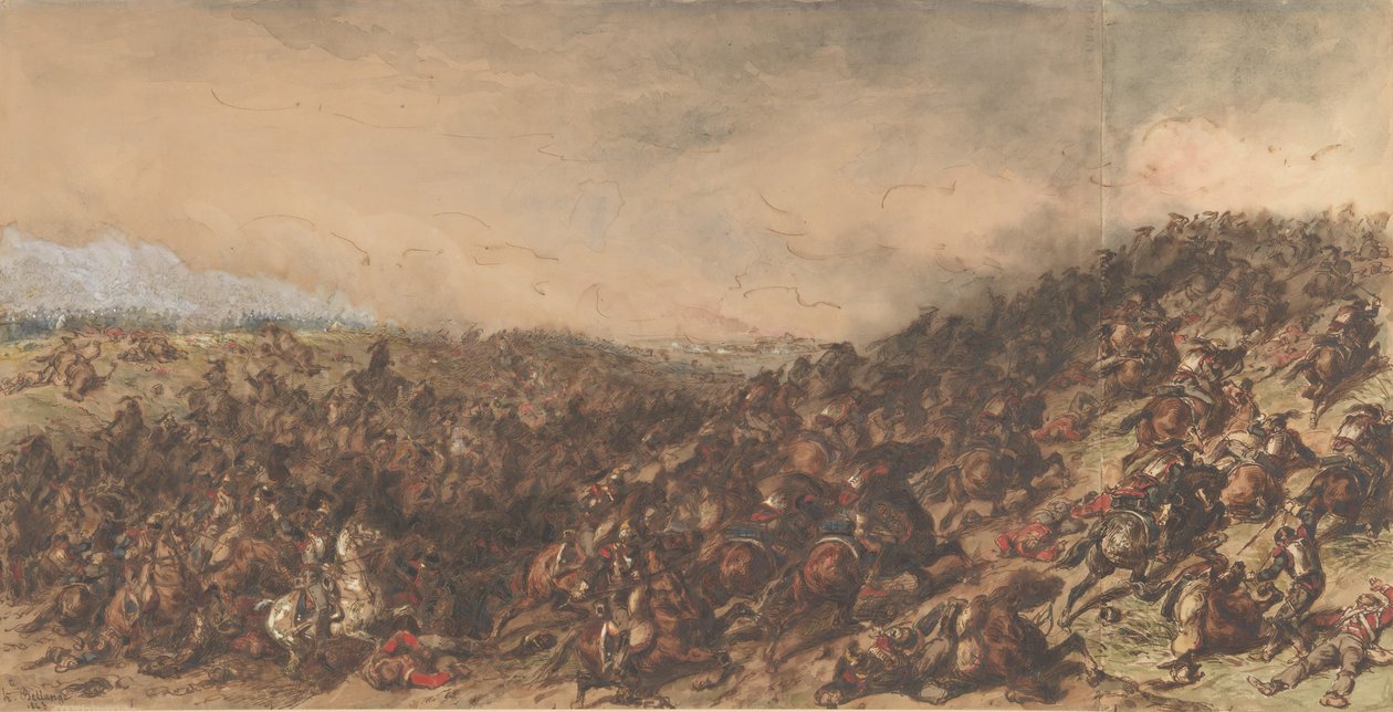 Slagveld Waterloo door Hippolyte Bellange