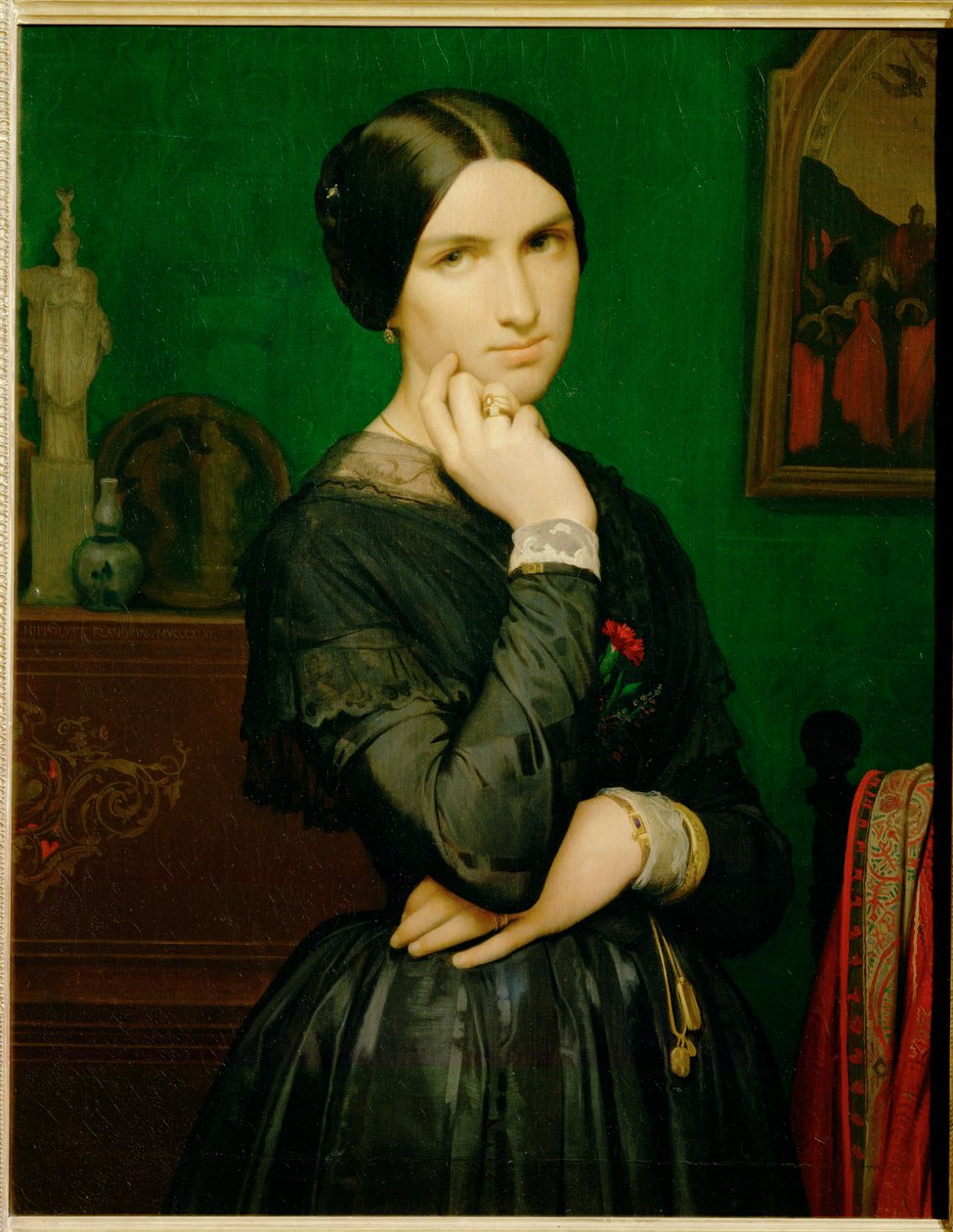 Mme. Hippolyte Flandrin (schilderij op doek) door Hippolyte Flandrin