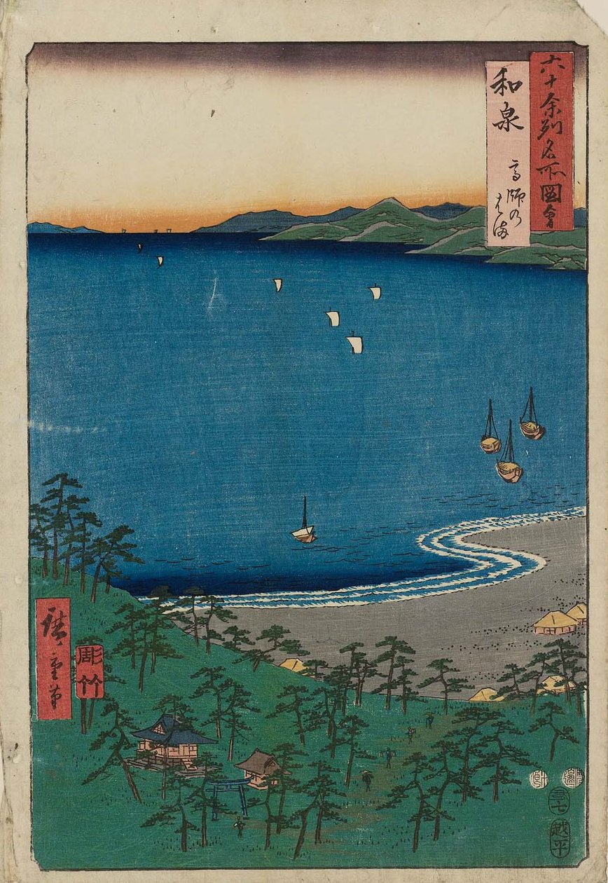 Izumi Provincie: Takashi Strand Izumi, Takashi no hama door Utagawa Hiroshige