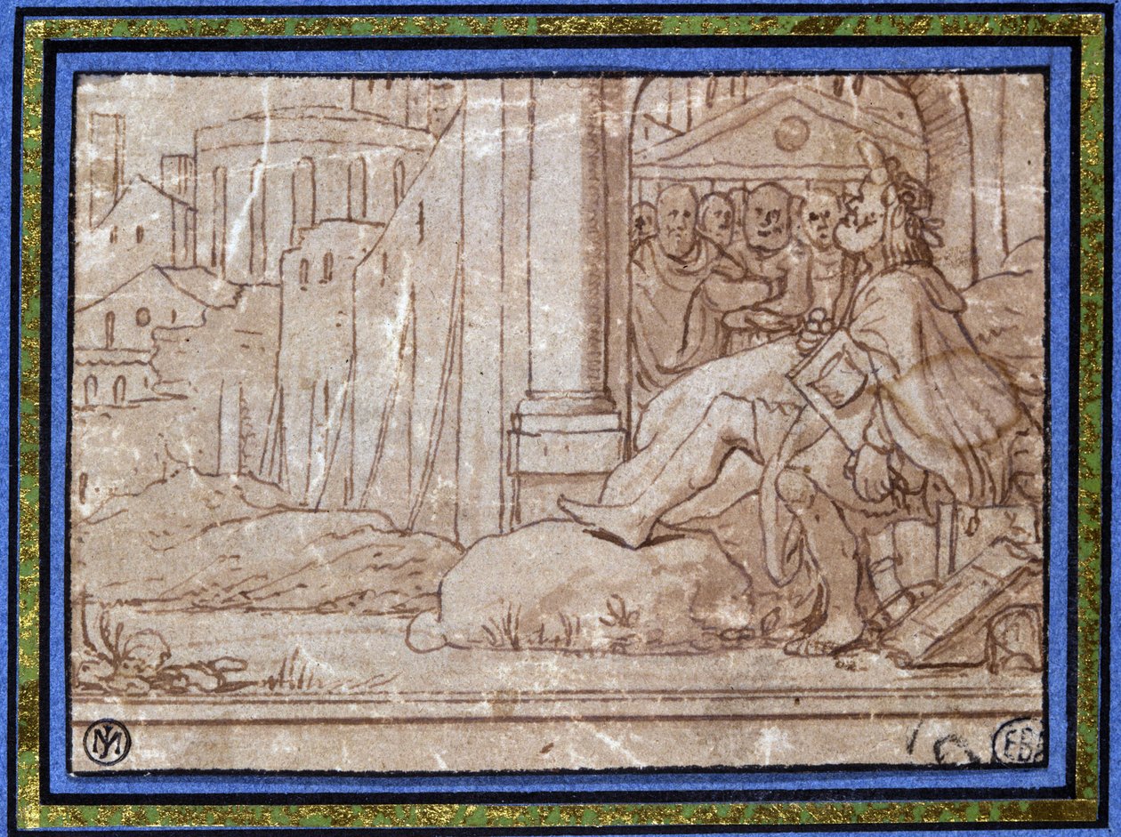 De Wijze (mediterend). Tekening door Hobben. 16e eeuw. door Hobben