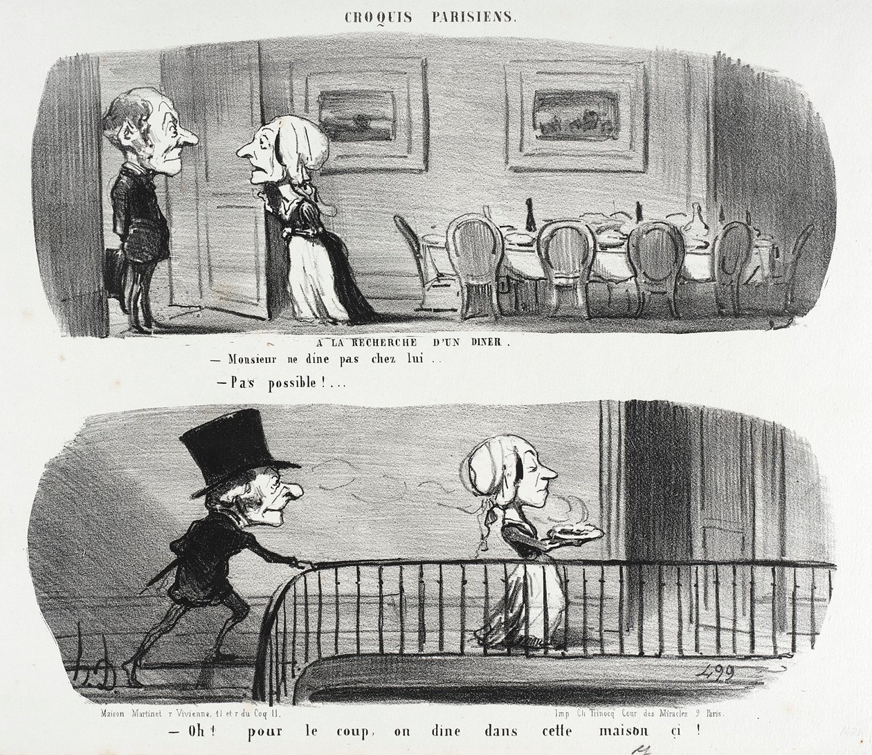 Op zoek naar een diner door Honoré Daumier