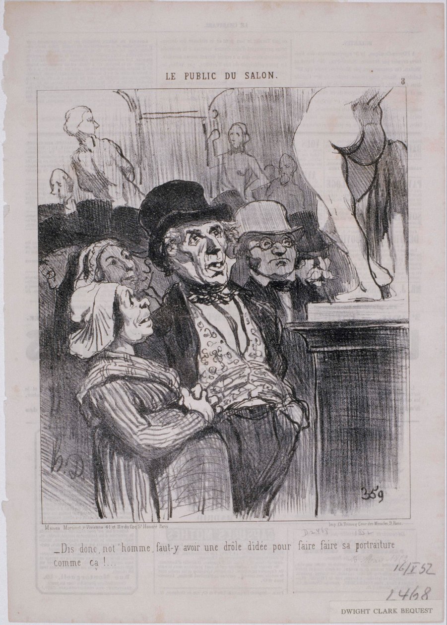 Het publiek van de salon - Zeg eens, kerel, moet dat... door Honoré Daumier