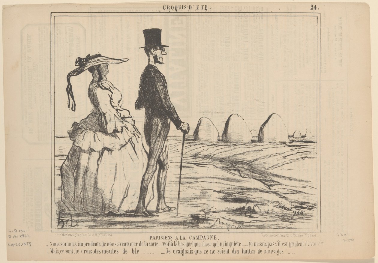 Parijzenaars op het platteland door Honoré Daumier