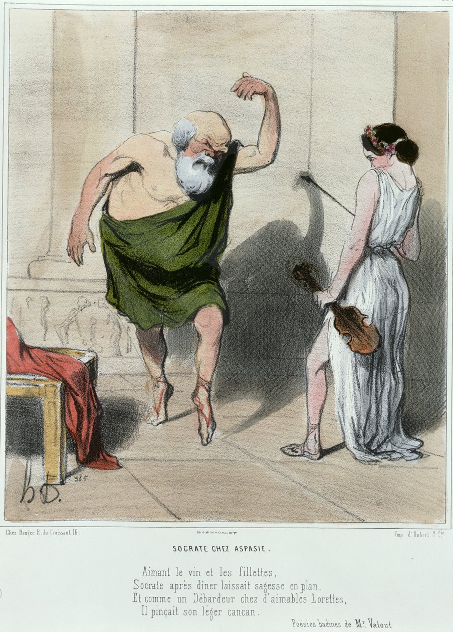 Socrates (469-399 v.Chr.) bezoekt Aspasia door Honoré Daumier