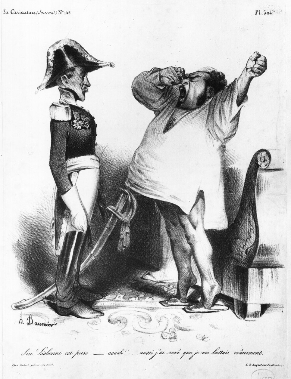 De Graaf van Villaflor vertelt Pedro I (1798-1834) Keizer van Brazilië en Koning van Portugal dat hij Lissabon heeft heroverd, uit 