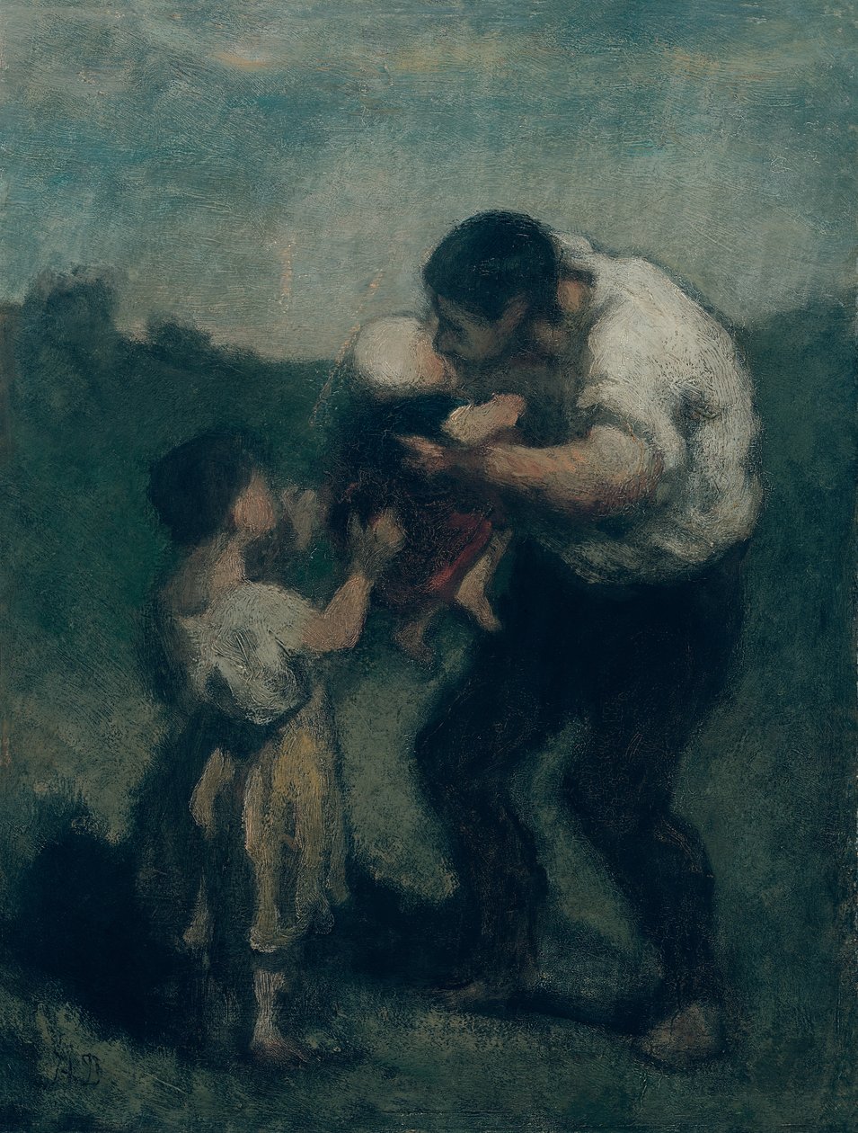 De Kus, c.1845-48 door Honoré Daumier