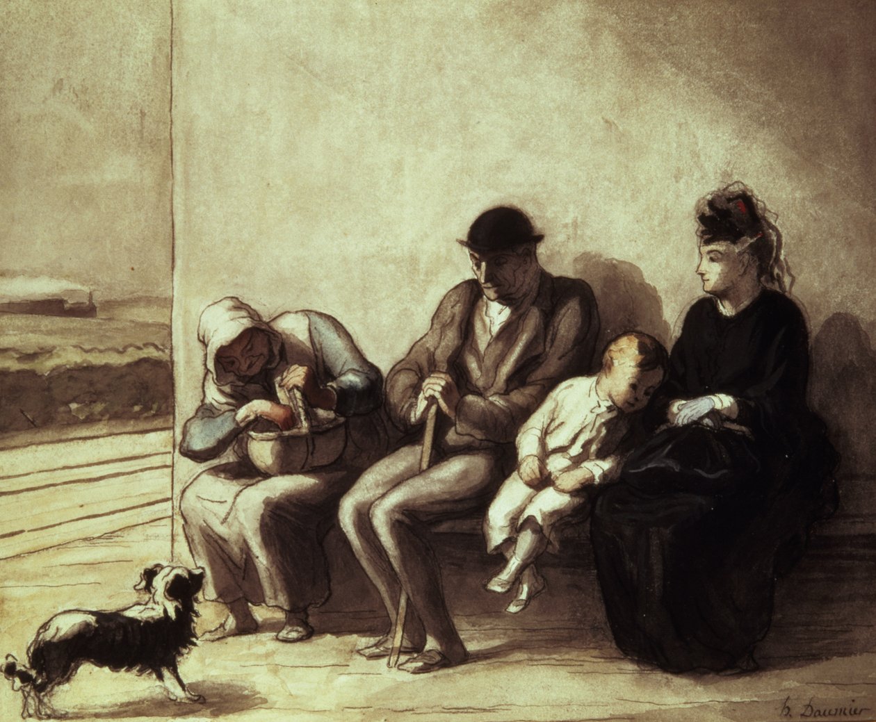 Spoorwegstation langs de weg door Honoré Daumier