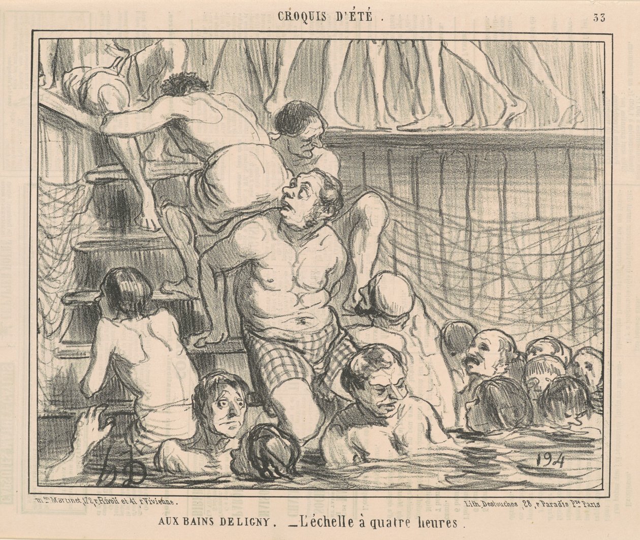 Bij de baden van Deligny door Honoré Daumier