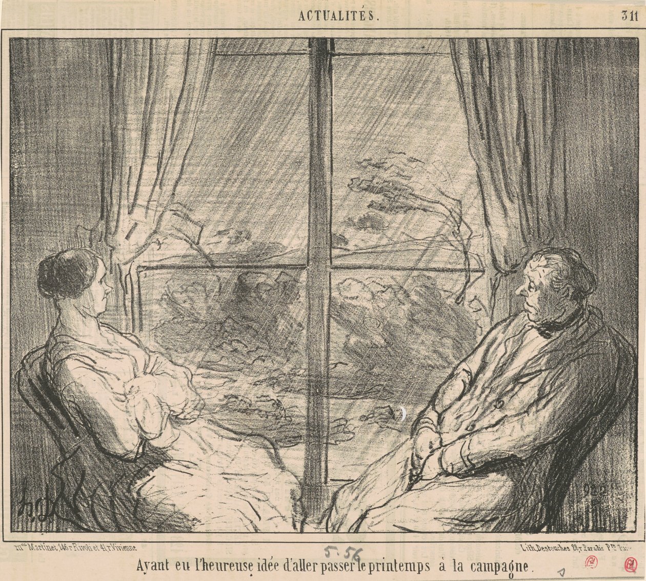 Met het idee om te gaan... door Honoré Daumier