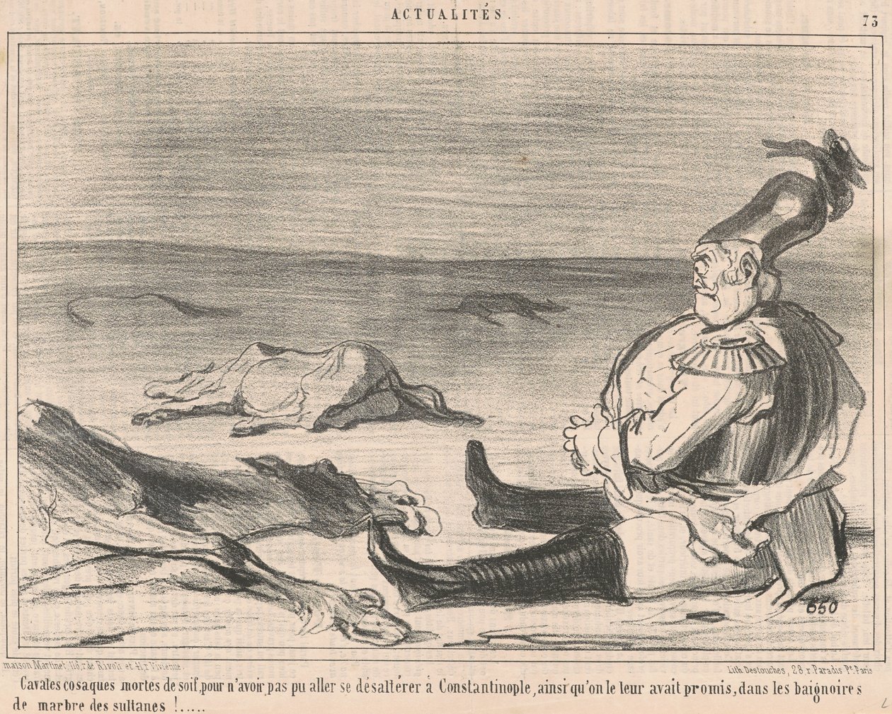 Kozakkenpaarden gestorven van dorst ... door Honoré Daumier