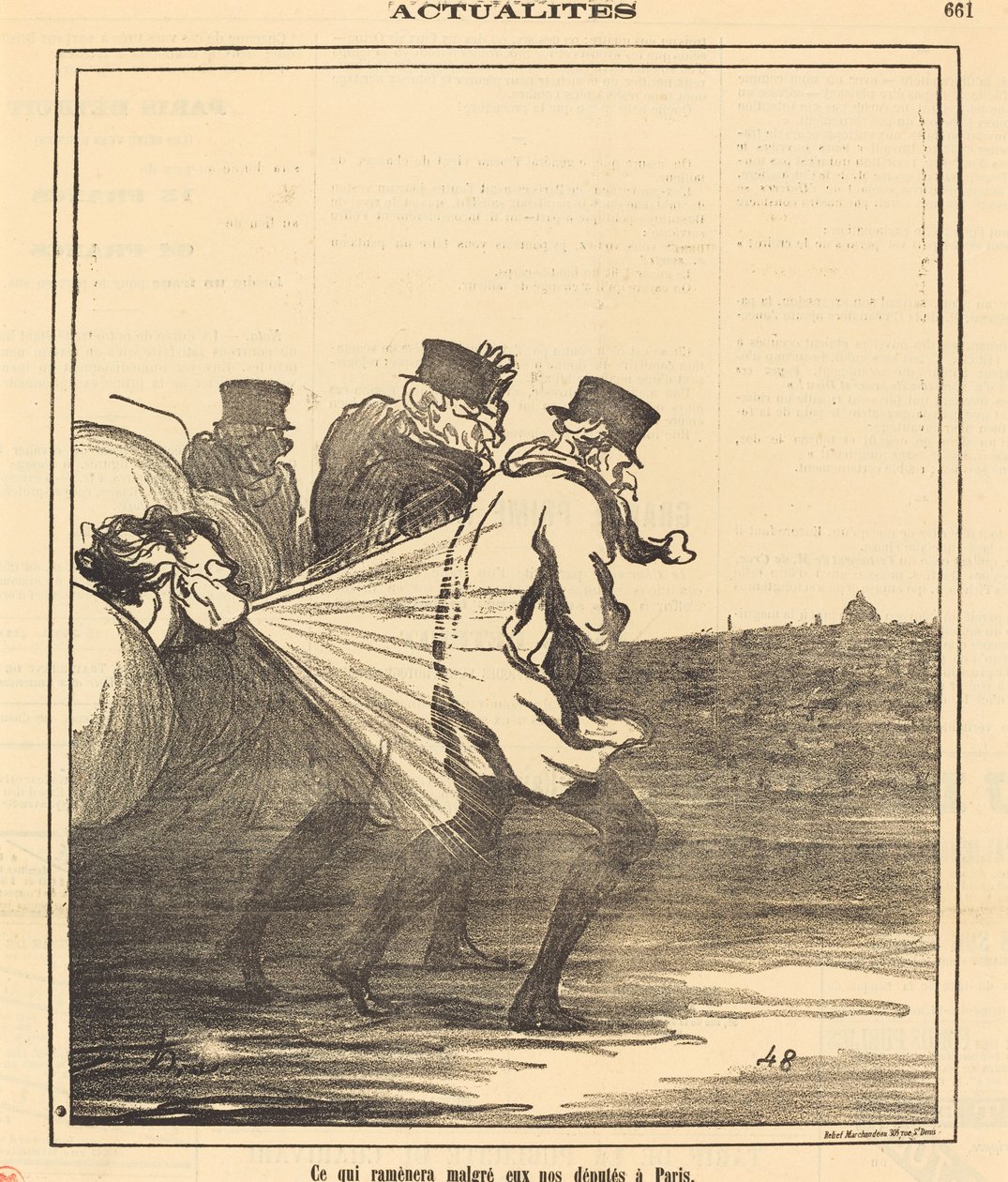 Ce qui ramènera... nos députés à Paris door Honoré Daumier