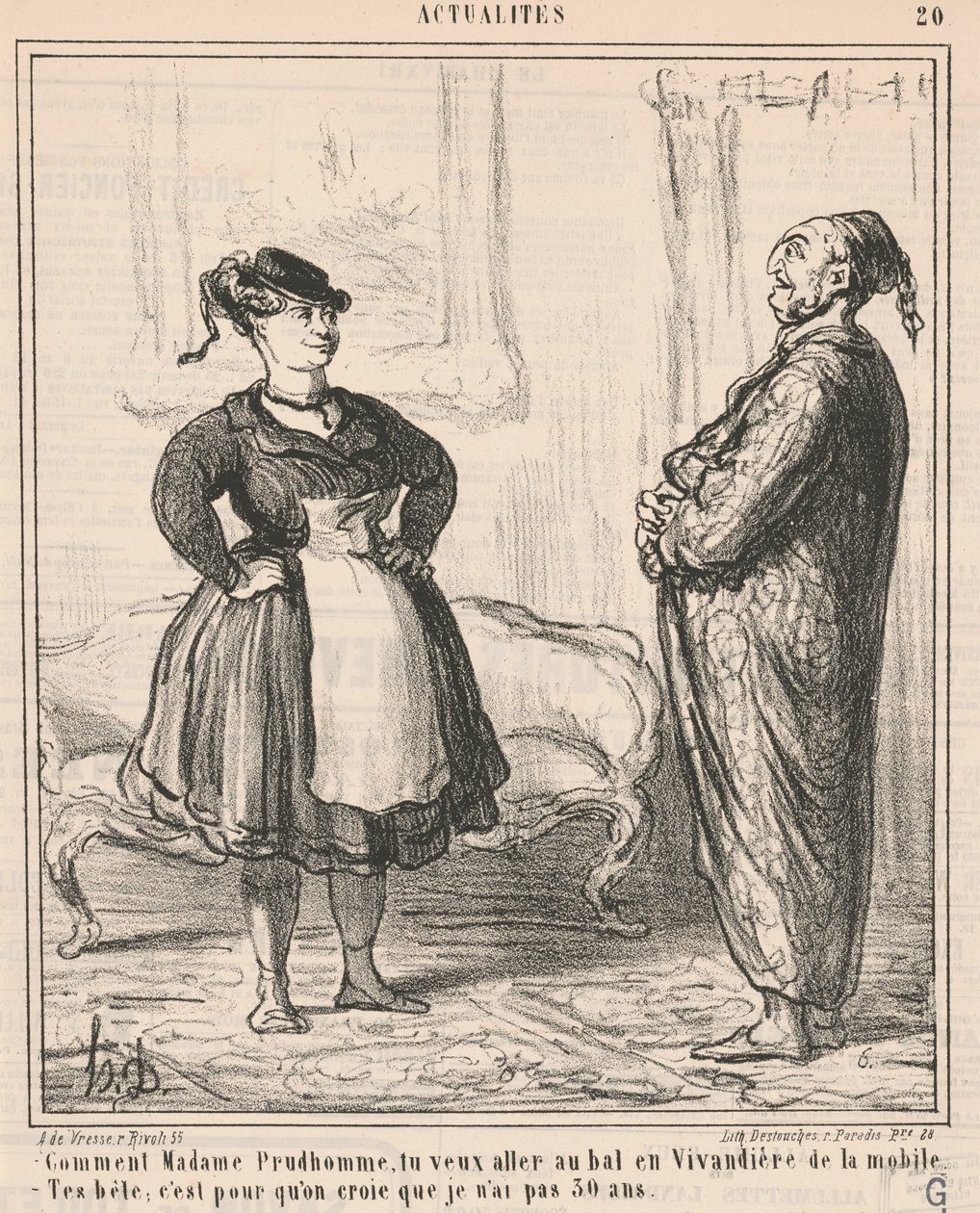 Comment Madame Prudhomme ... Als vivandière ... door Honoré Daumier