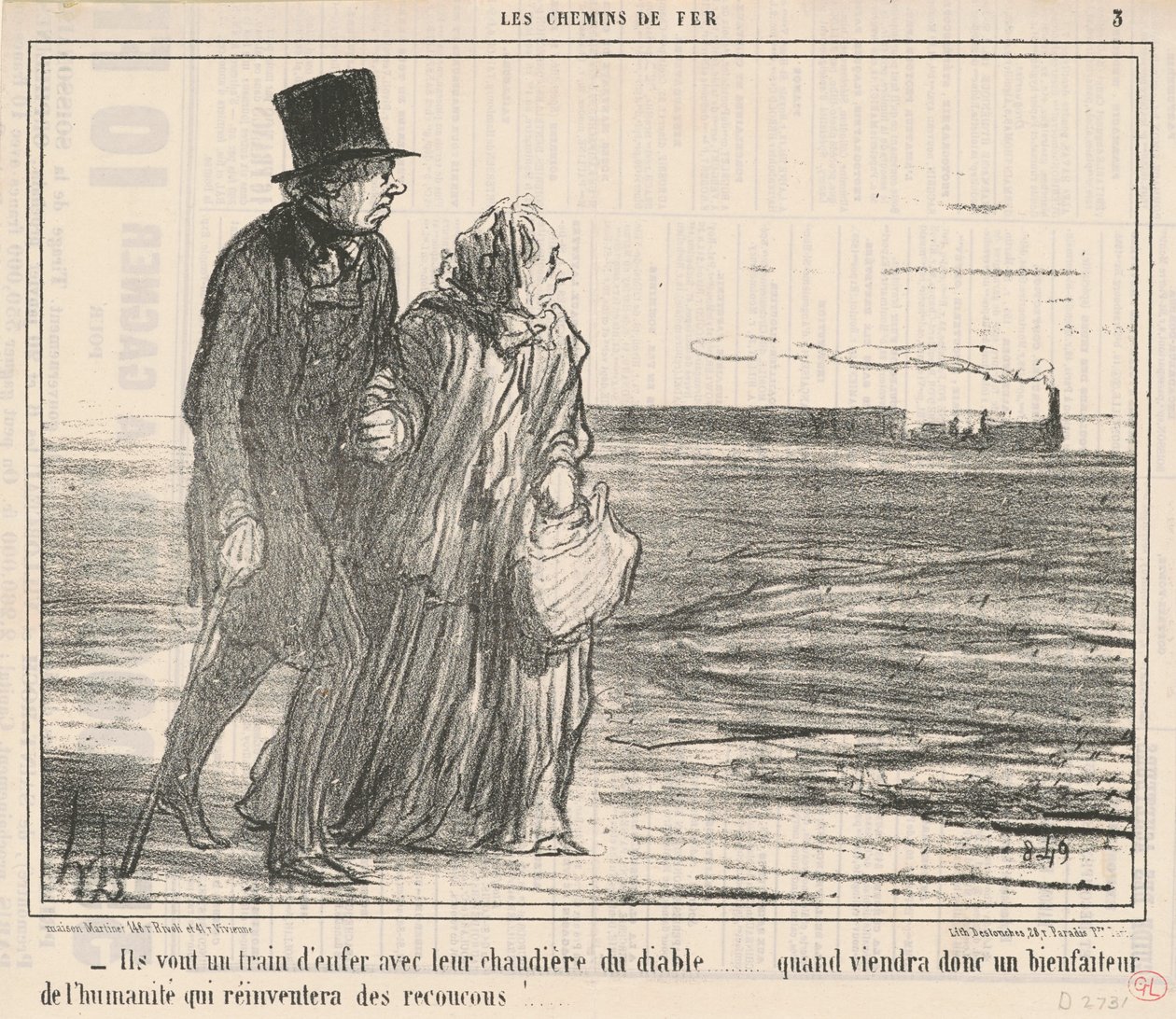 Ze gaan als een razende ... door Honoré Daumier
