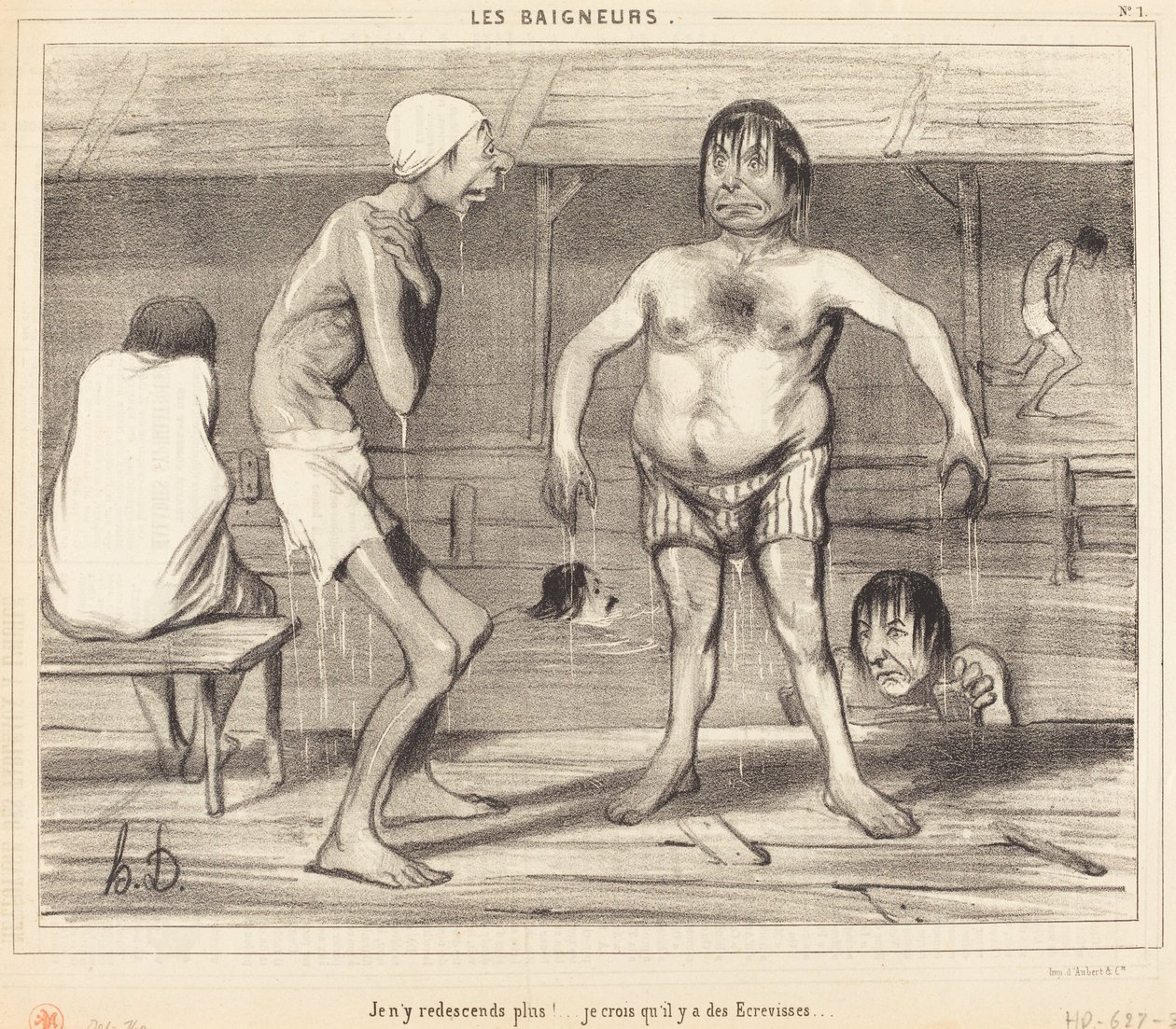 Ik ga er niet meer naar beneden!... denk ik... door Honoré Daumier