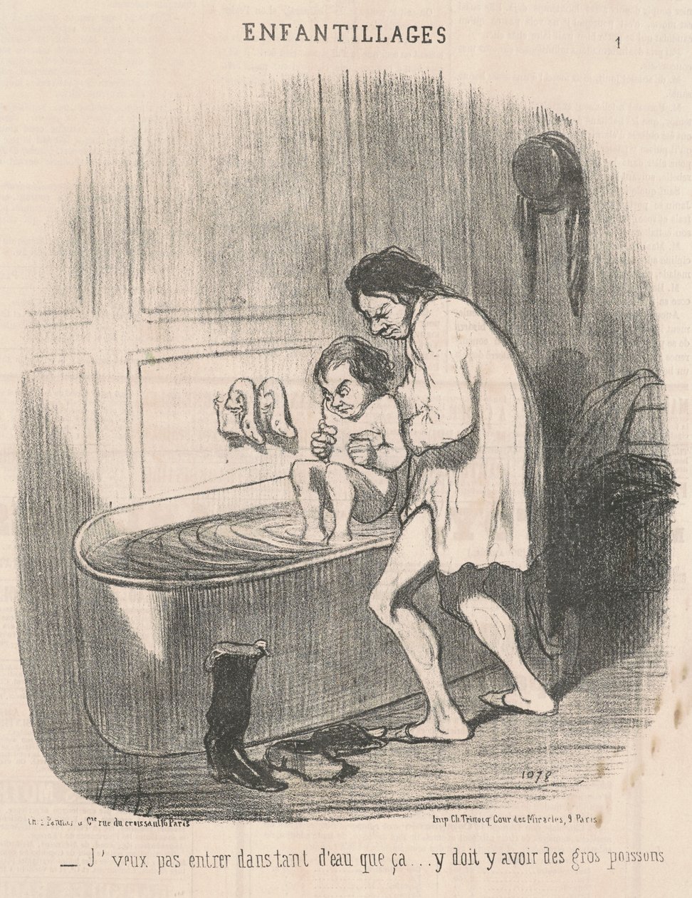 Ik wil niet in zoveel water ... door Honoré Daumier
