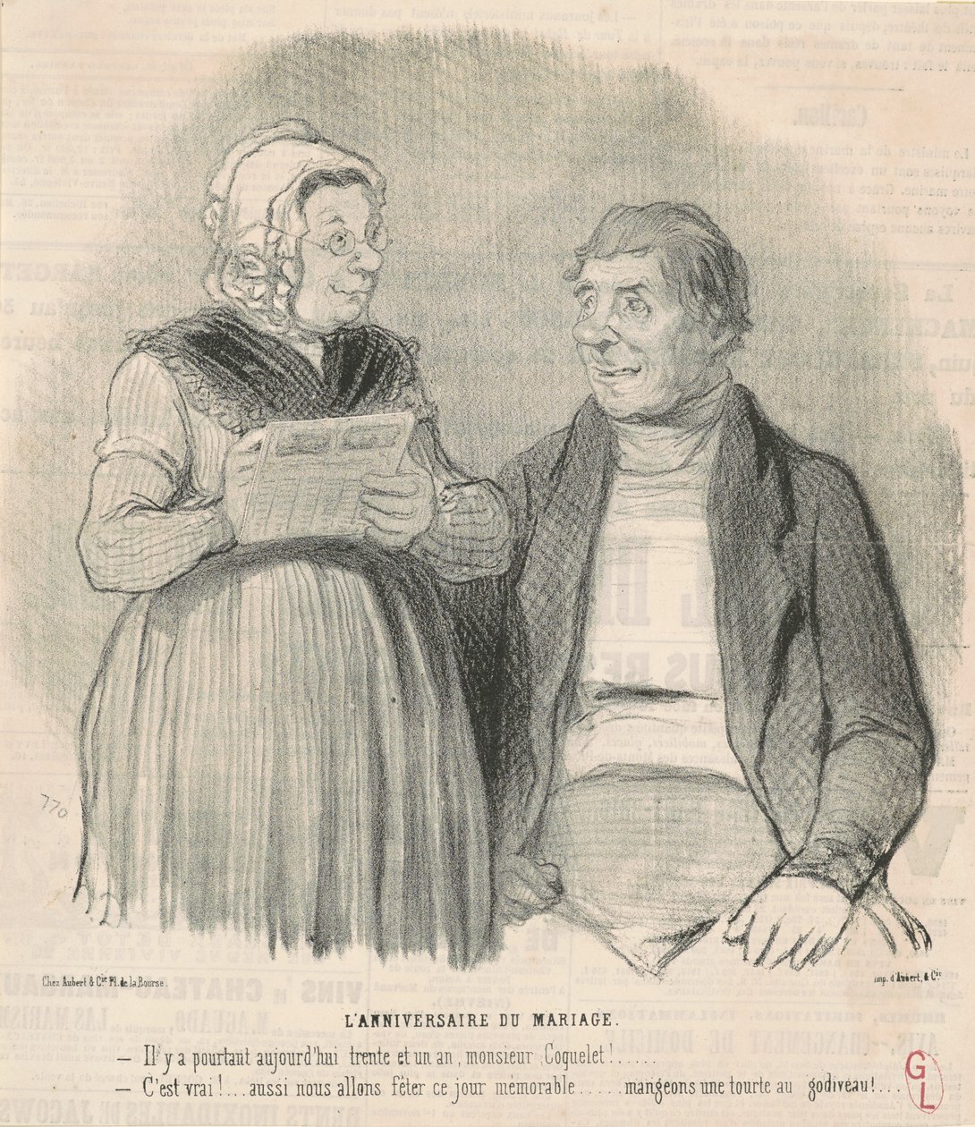 De trouwdag door Honoré Daumier
