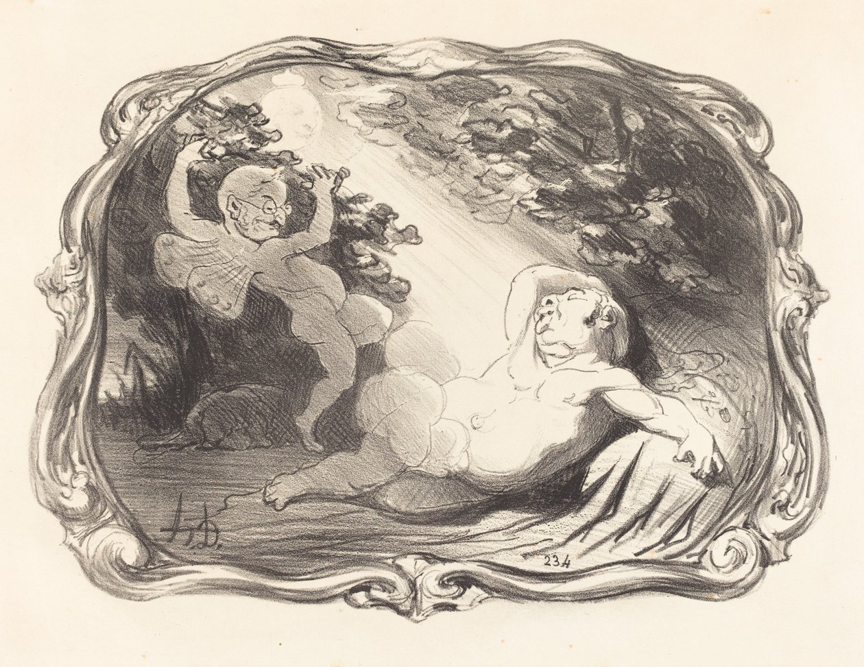 De slaap van Endymion-Berryer door Honoré Daumier