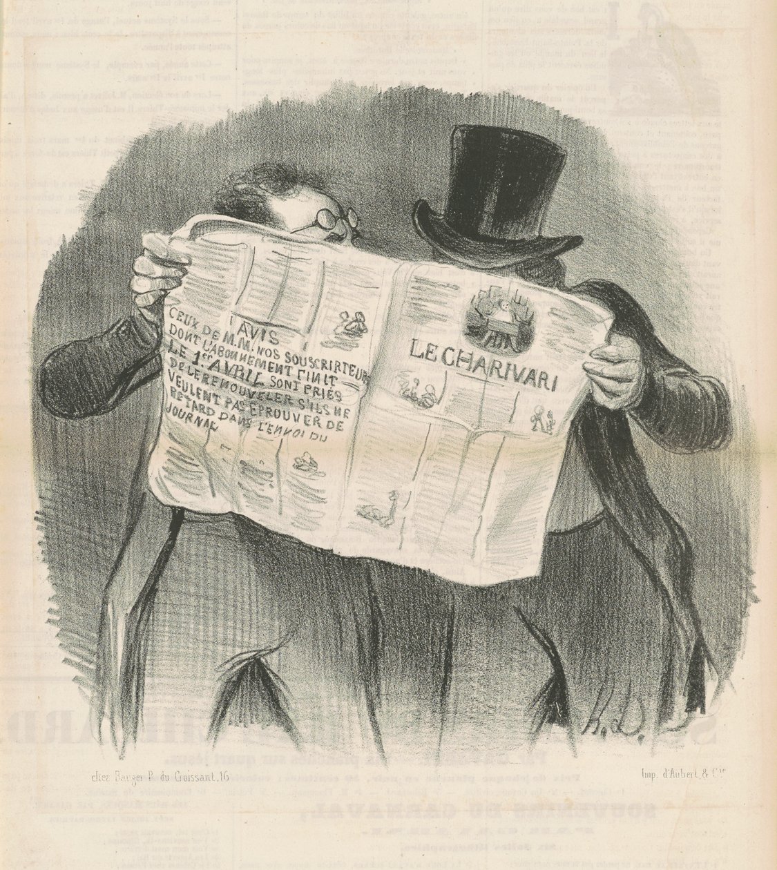 De lezing van Le Charivari door Honoré Daumier