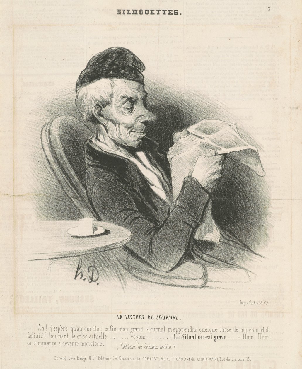 De lezing van de krant door Honoré Daumier