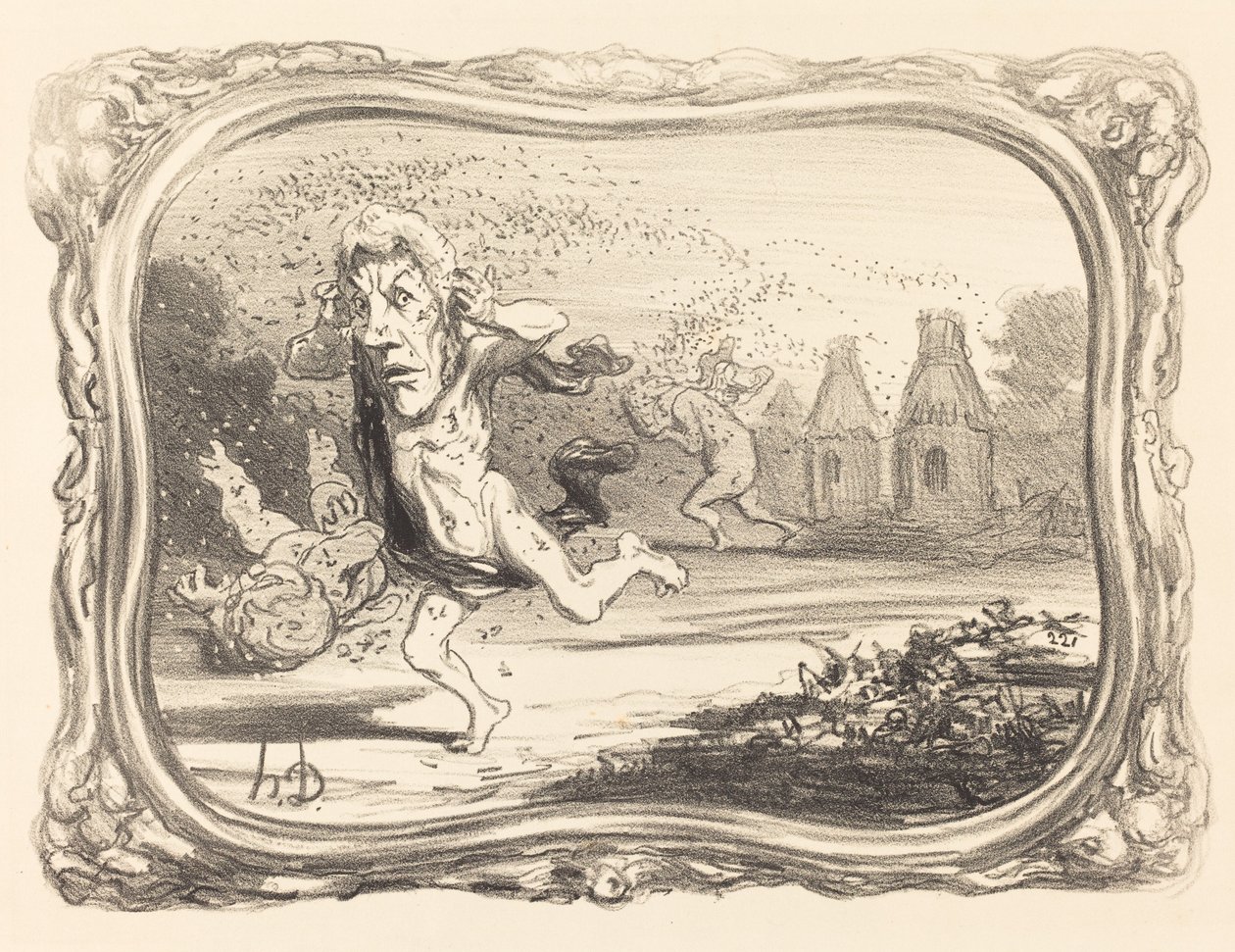 De Nieuwsgierigen Gestraft door Honoré Daumier
