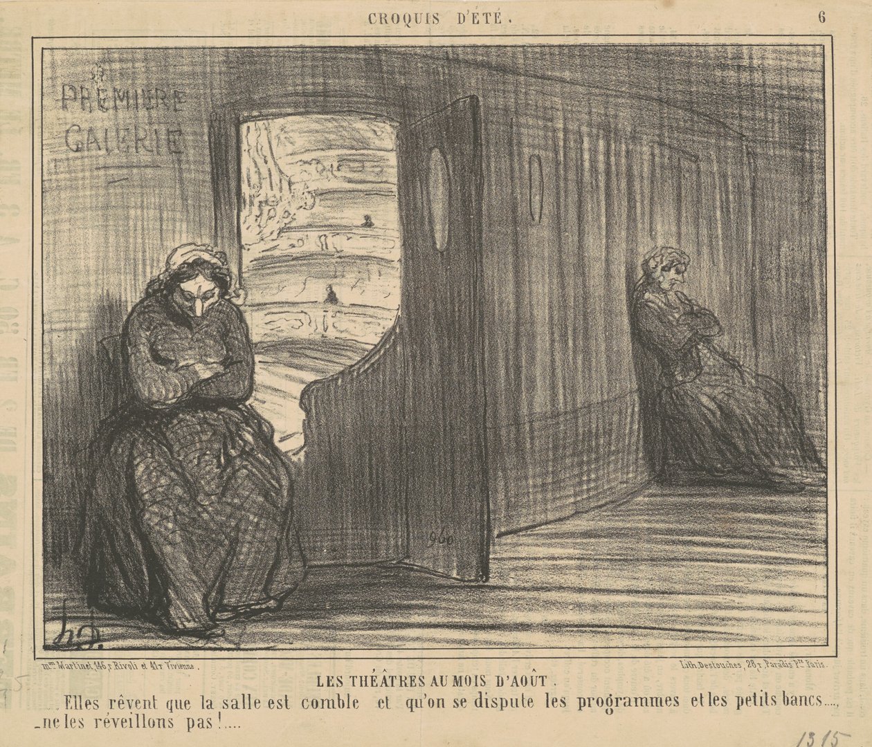 De theaters in augustus door Honoré Daumier