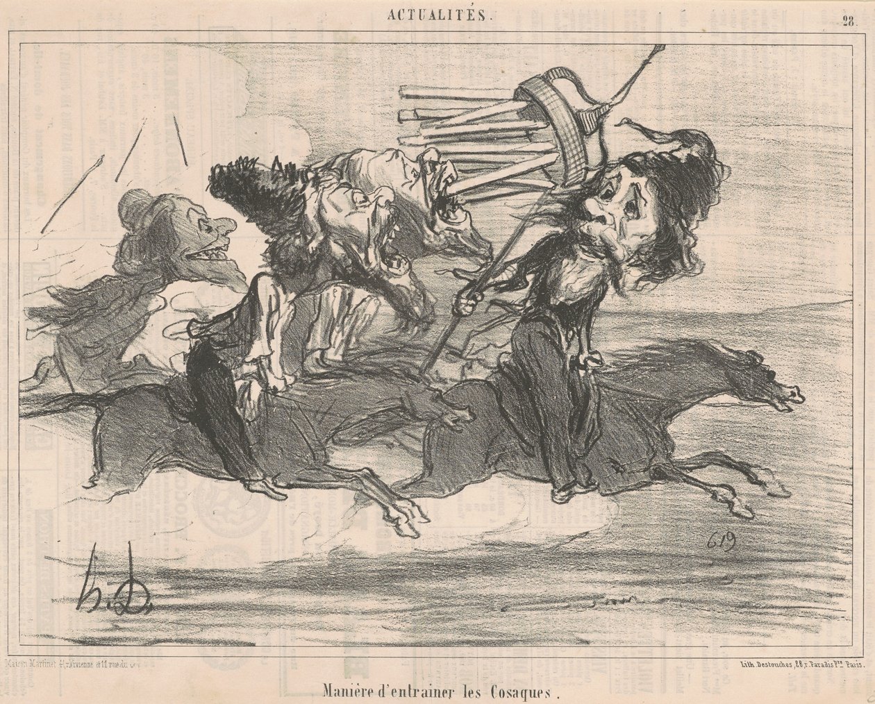 Manier om de Kozakken te trainen door Honoré Daumier