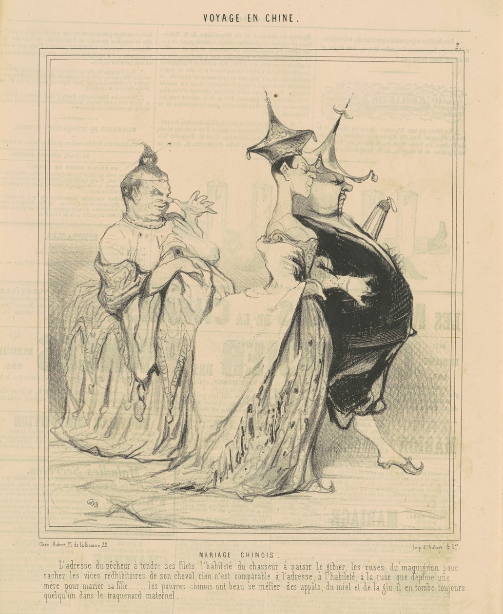 Chinese bruiloft door Honoré Daumier