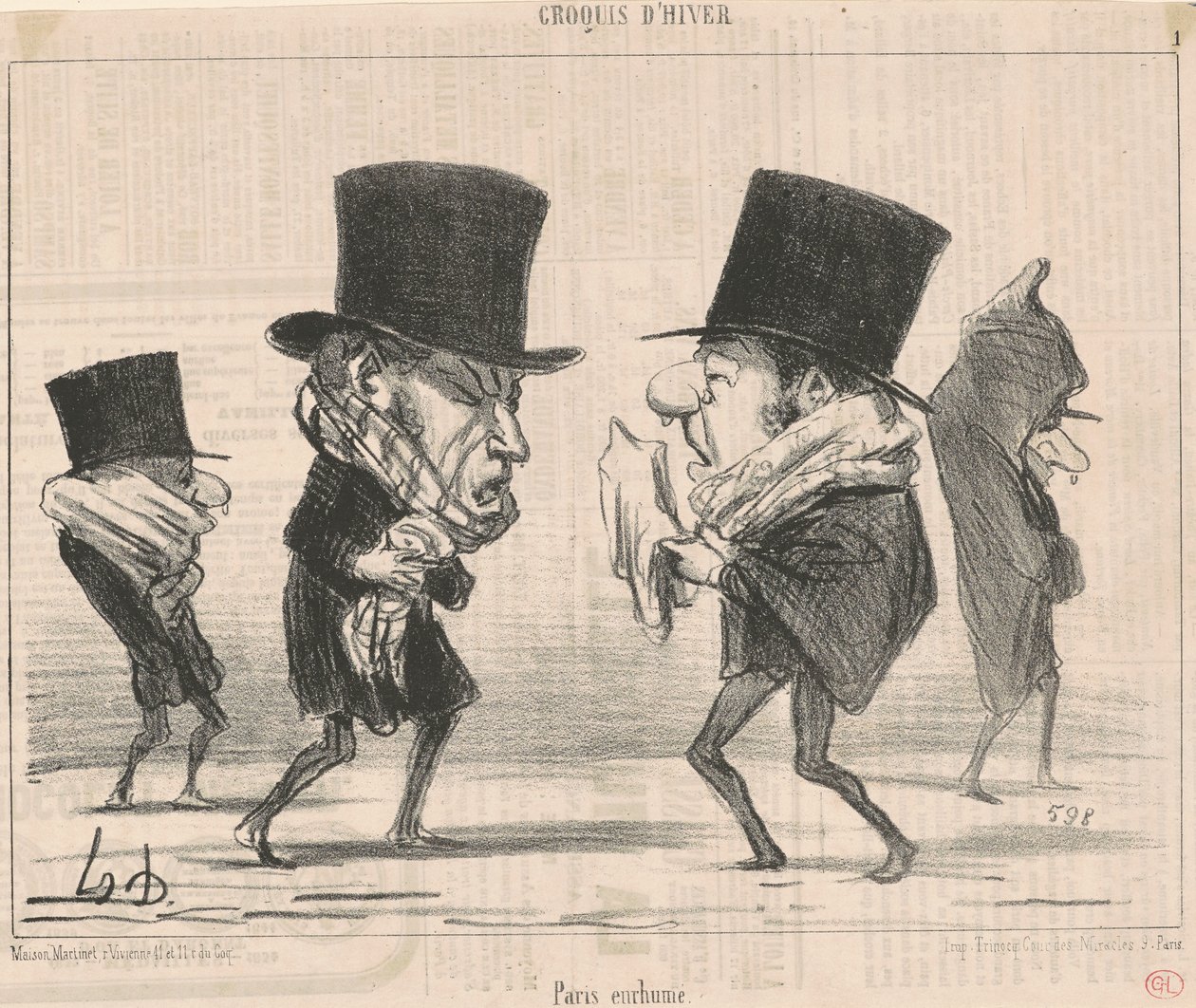 Verkouden Parijs door Honoré Daumier