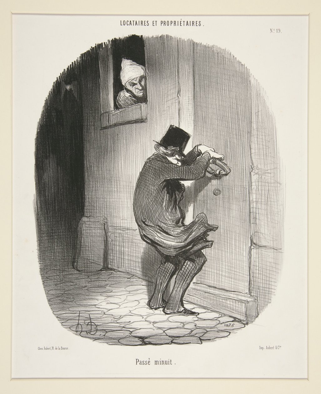 Na middernacht, uit Locataires et Propriétaires door Honoré Daumier