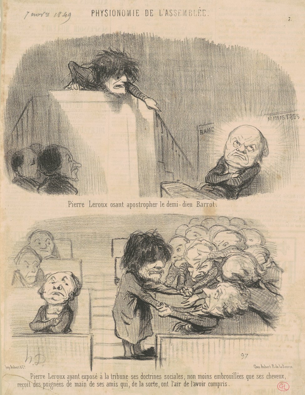 Pierre Leroux Osant apostrophe ... door Honoré Daumier