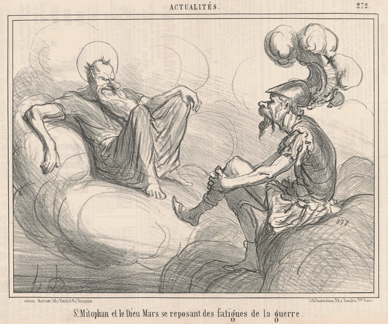 Sint Mitophan en de god Mars door Honoré Daumier