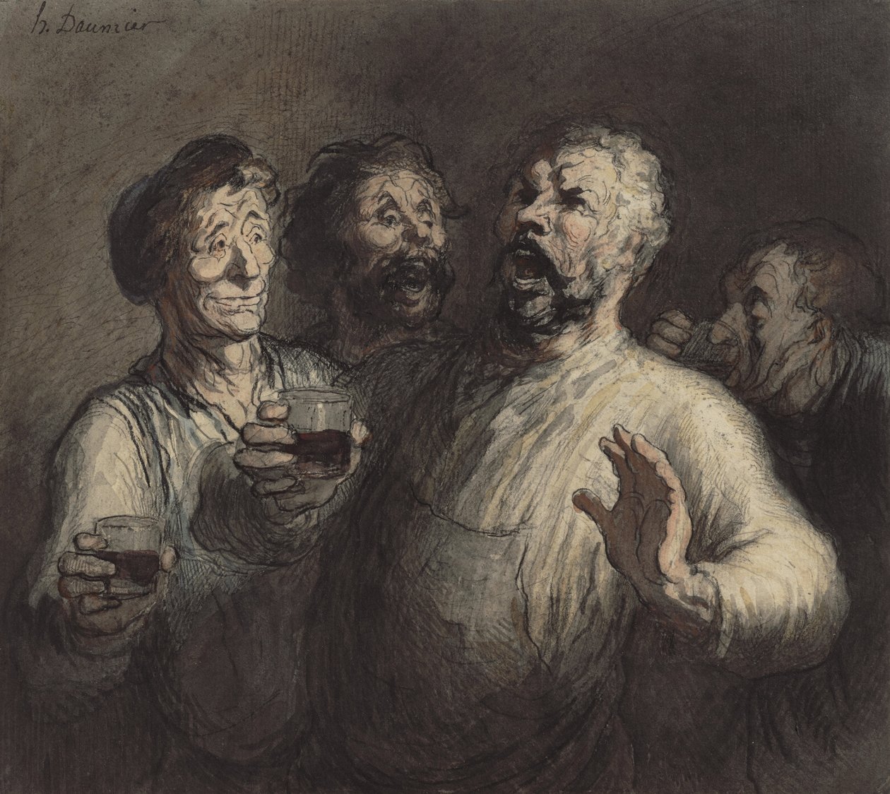 De Drinkers door Honoré Daumier