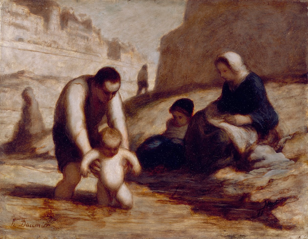Het Eerste Bad door Honoré Daumier