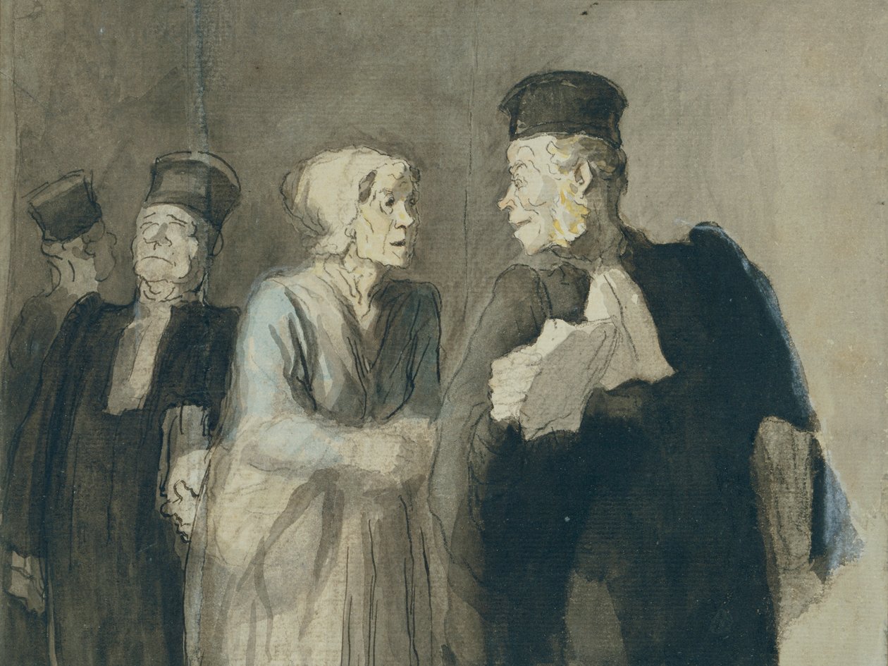 De advocaat en zijn cliënt door Honoré Daumier