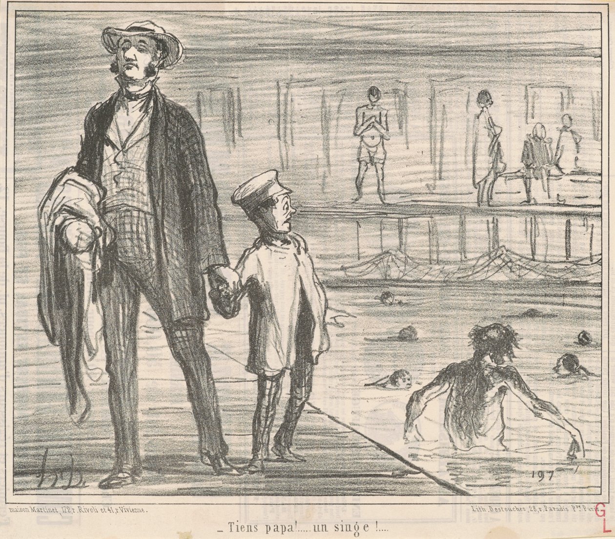 Tiens papa! ... een aap! ... door Honoré Daumier