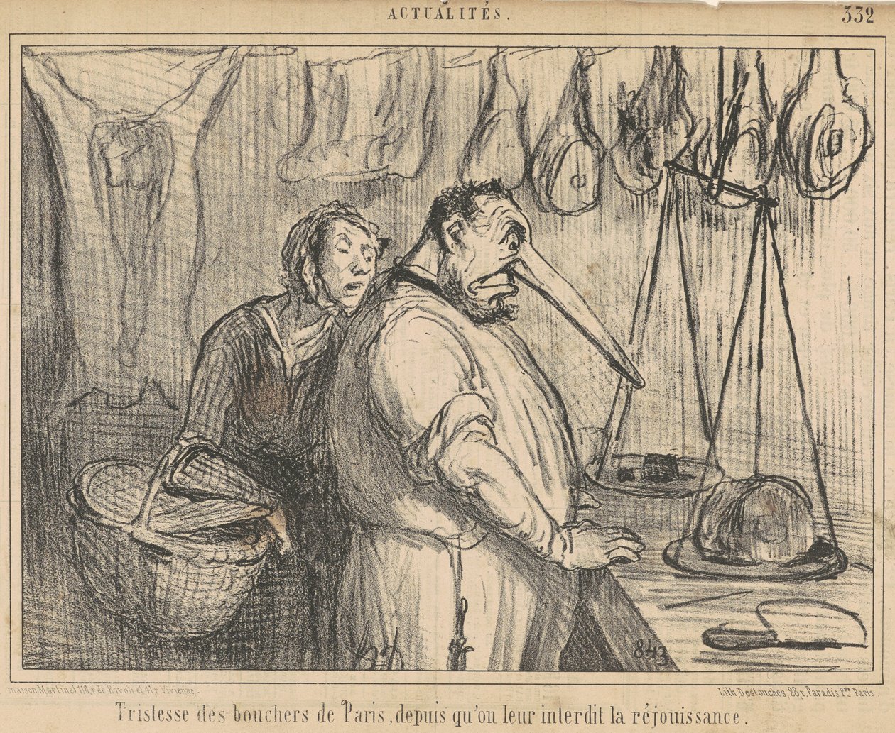 Verdriet van de slagers van Parijs ... door Honoré Daumier