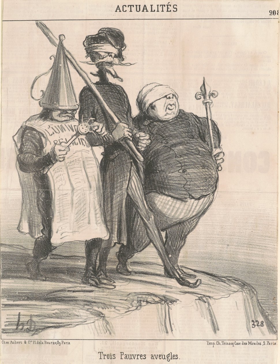 Drie Arme Blinden door Honoré Daumier