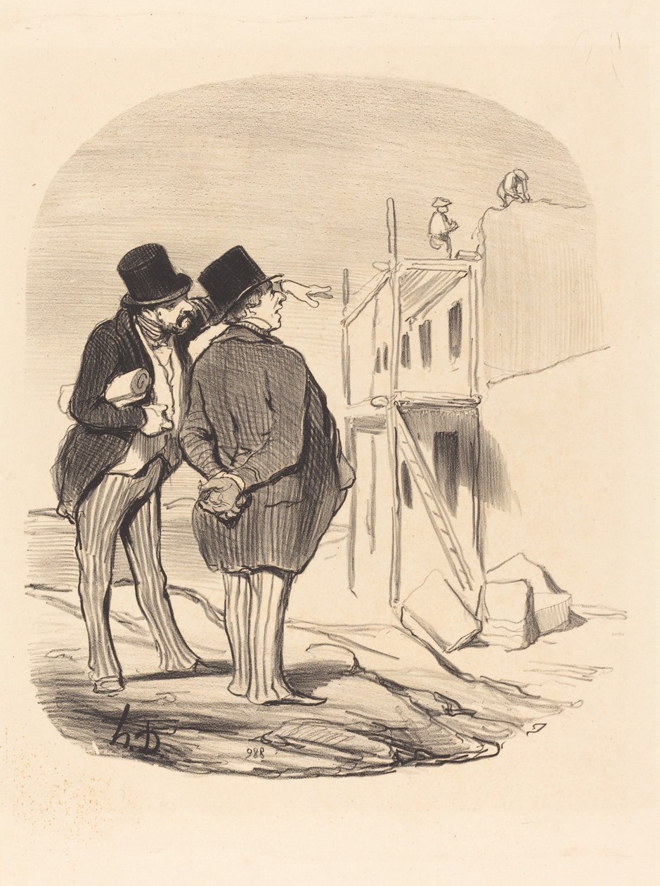 Twee mannen te midden van ruïnes door Honoré Daumier