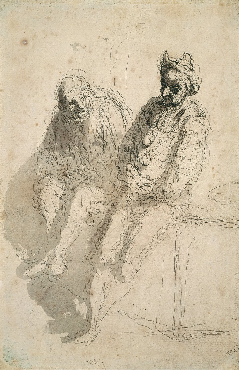 Twee Saltimbanques door Honoré Daumier