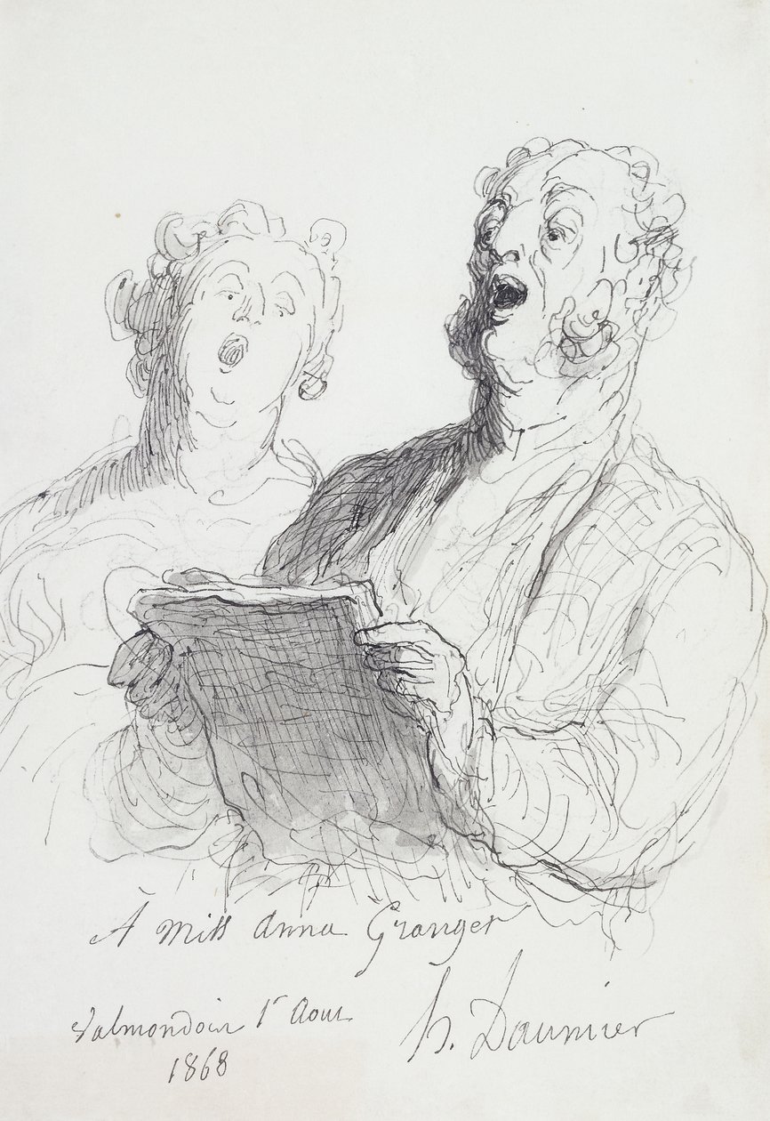 Twee zangers door Honoré Daumier