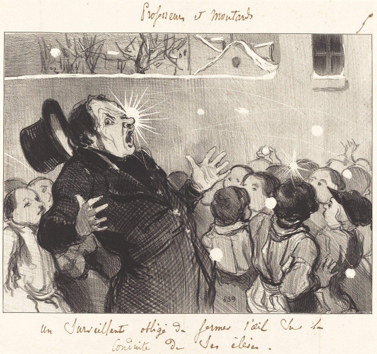 Een Toezichthouder die een Oog Moet Sluiten... door Honoré Daumier