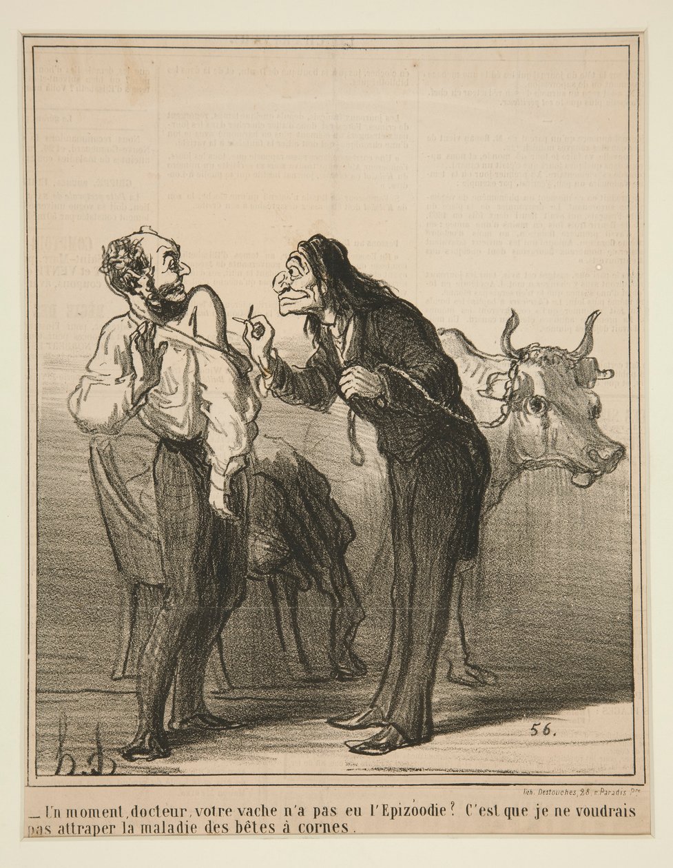 Een moment, dokter, uw koe n door Honoré Daumier