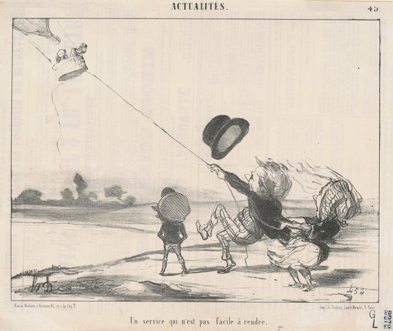 Een dienst ... niet gemakkelijk te verlenen door Honoré Daumier