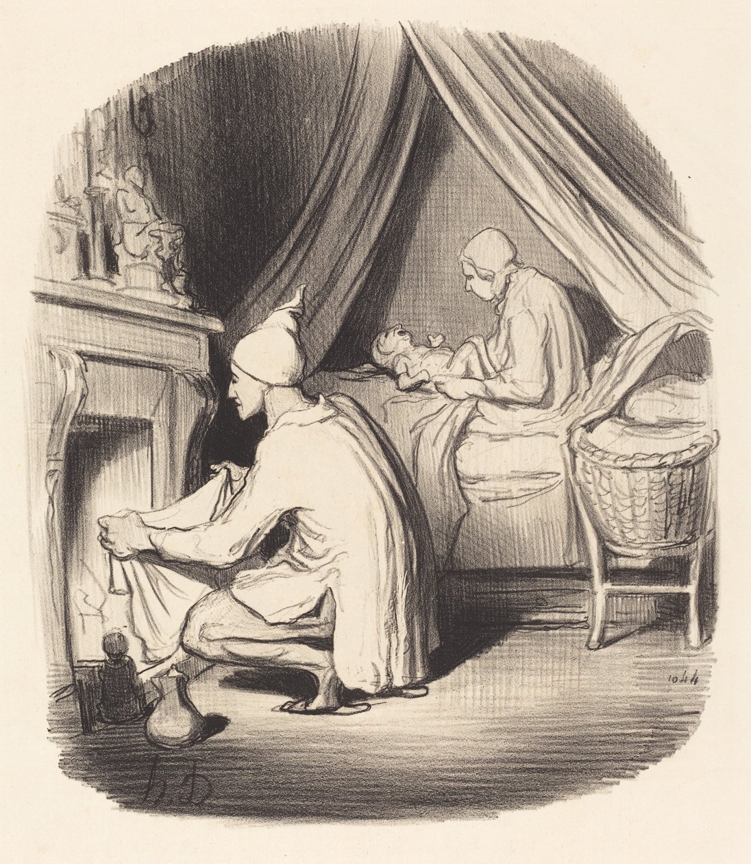 Een onrustige nacht door Honoré Daumier