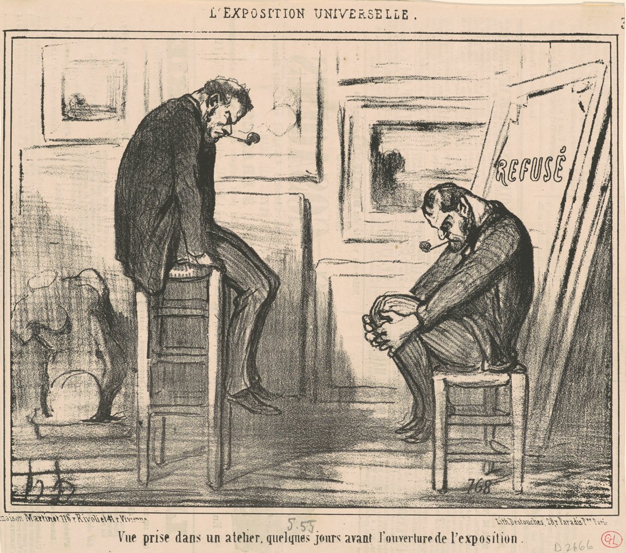 Gezicht genomen in een atelier door Honoré Daumier