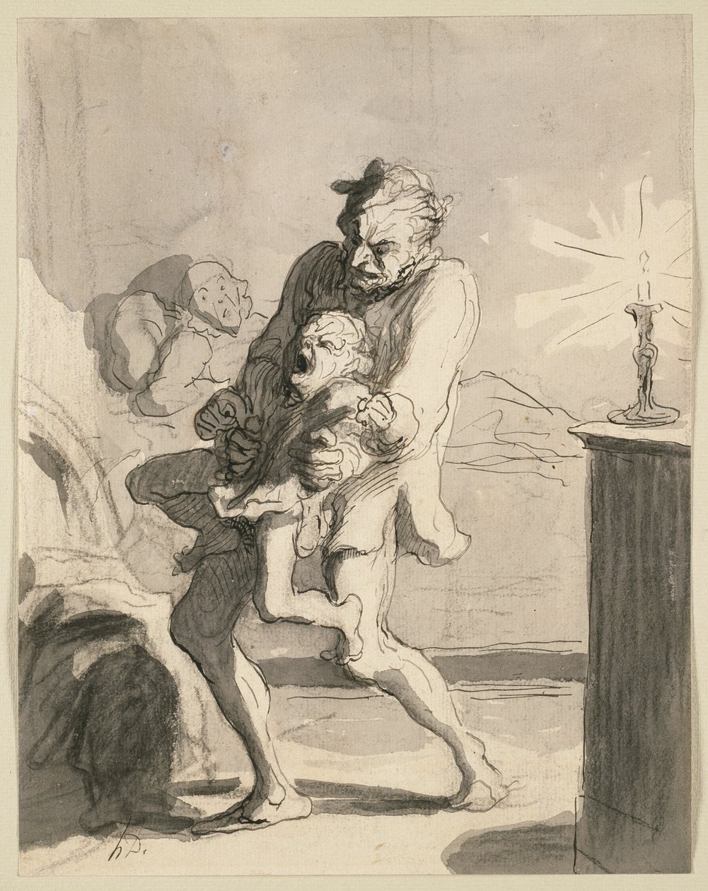 Vaderlijke discipline door Honoré Victorin Daumier
