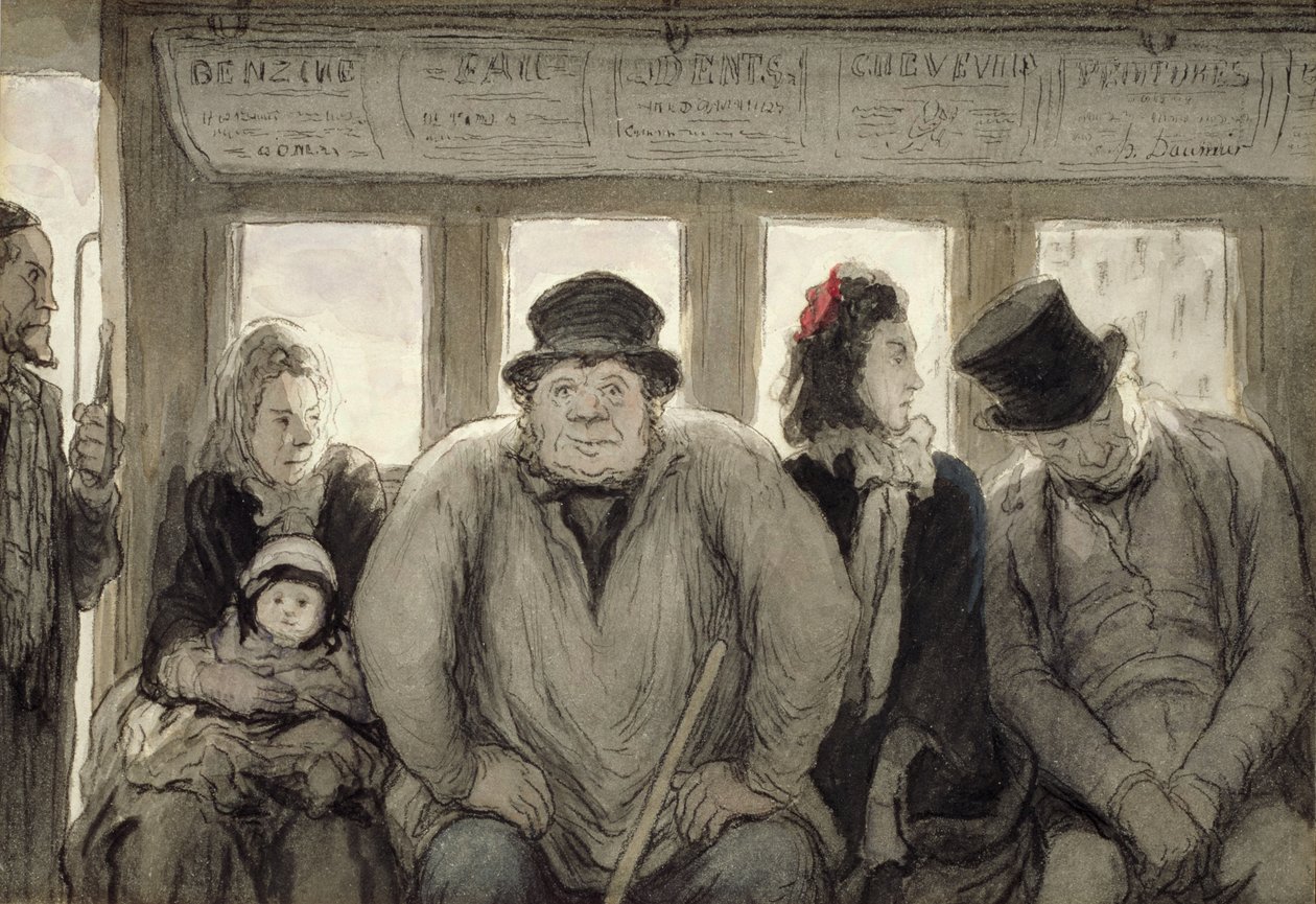 De omnibus, 1864 door Honoré Daumier