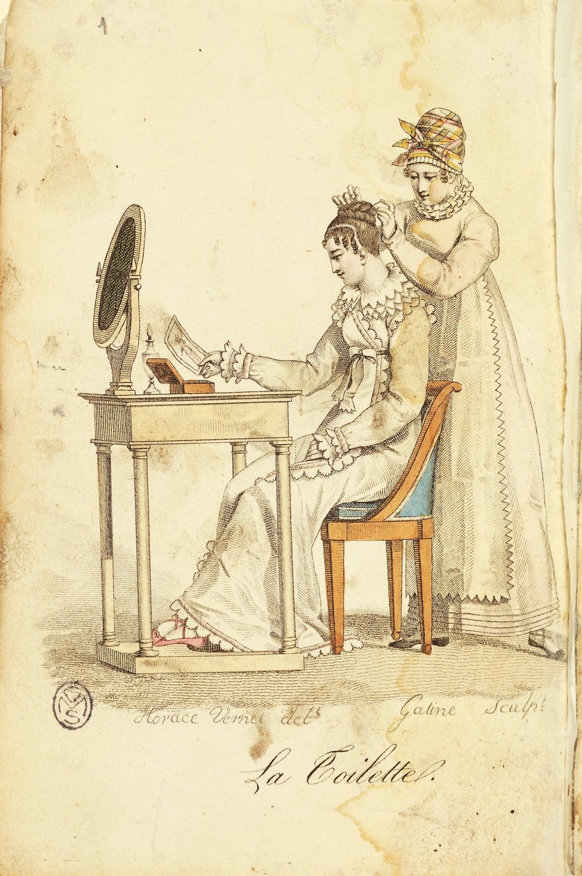 Toilette, uit "Almanach des Modes" door Horace (after) Vernet