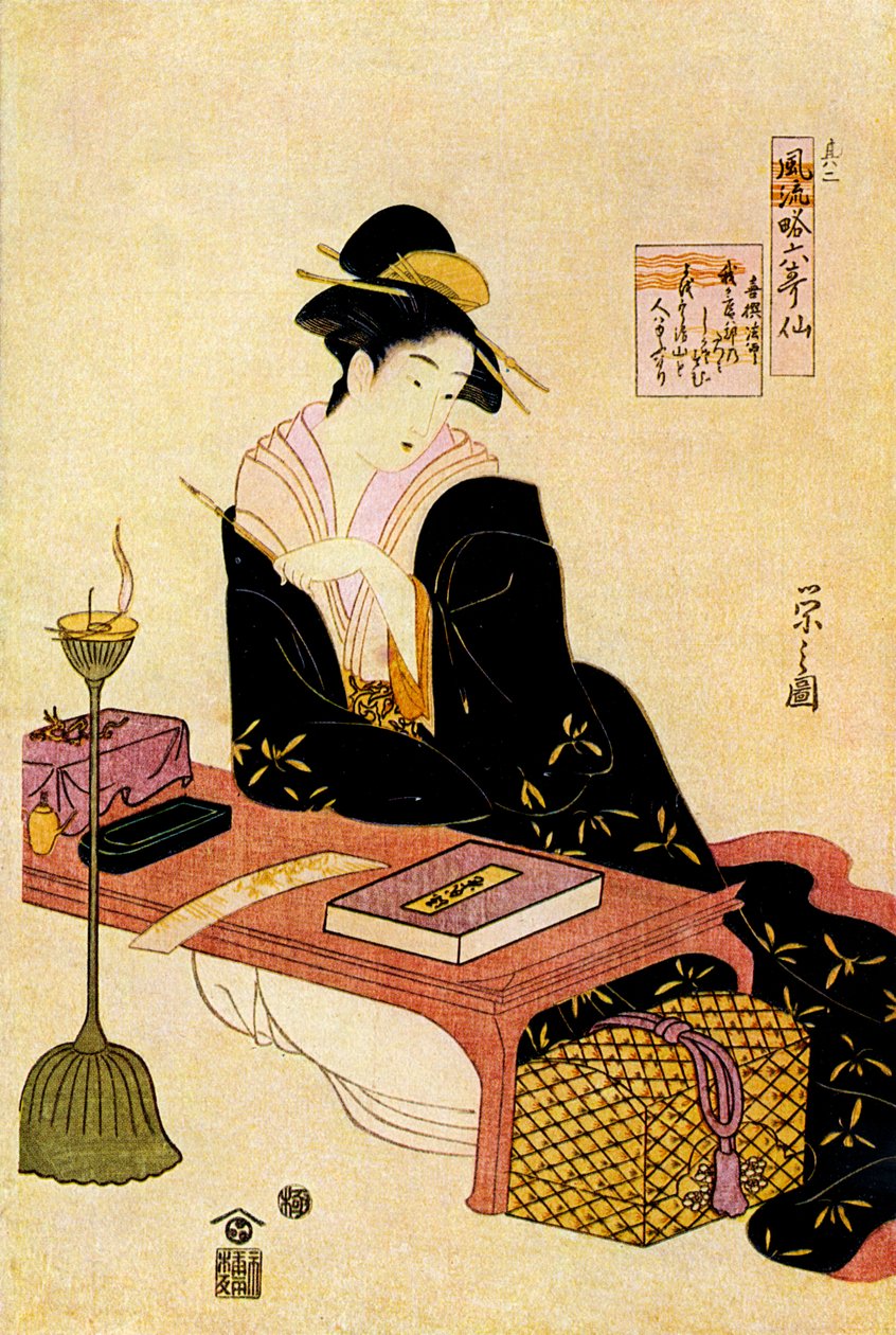 Japanse vrouw van de 18e eeuw door Hosoda Eishi